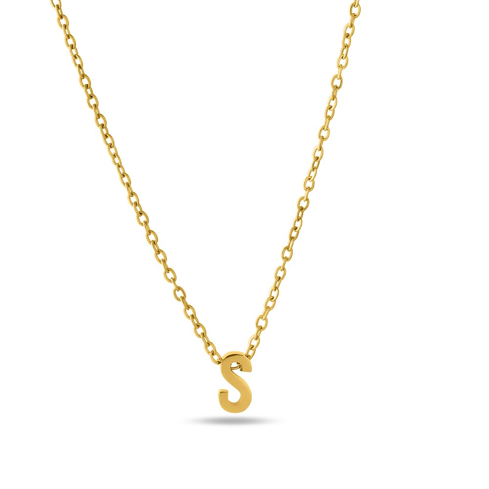 Palmonas 18K Gold Plated Small Letter Necklace For Women  Gift For Girls & Women | Waterproof & AntiTarnish Necklace (Initial 