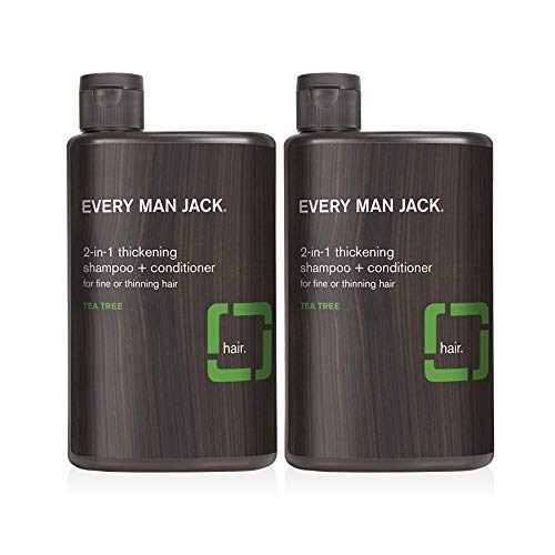 Every Man Jack 2-in-1 Thickening Shampoo + Conditioner - Thicken, Cleanse, and Hydrate Hair with Coconut, Aloe, and Tea Tree Oil