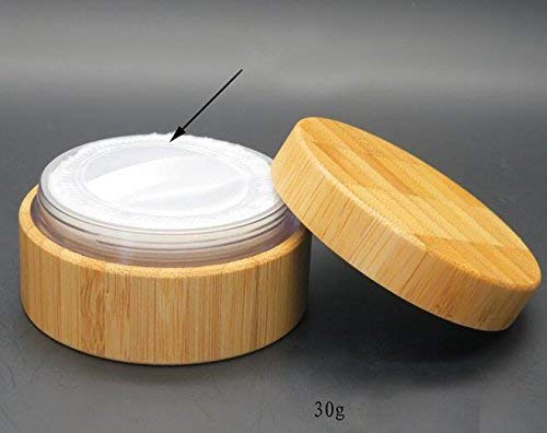 1Pcs 1OZ/30ml Empty Refillable Eco-friendly Bamboo Comestic Make-up Loose Powder Box Case Jar Pot Container Holder With Screw Li