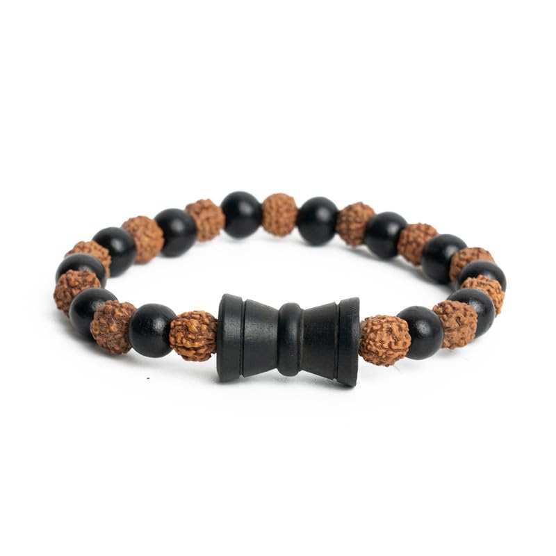 Astrotalk Karungali Rudraksha Damru Bracelet | Original 5 Mukhi Rudraksha and Karungali Beads | Shields From Evil Eye, Brings Peace & Focus | Bracelet for Man and Woman | Gift for Man & Woman