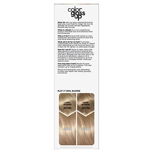 clairol color gloss Up Temporary Hair Dye, Play it cool Blonde Hair color, Pack of 1