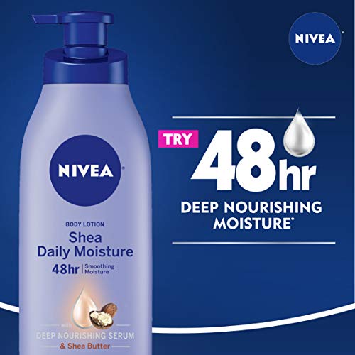 Nivea Shea Nourish Body Lotion, Dry Skin Lotion With Shea Butter, 16.9 Fl Oz Pump Bottle