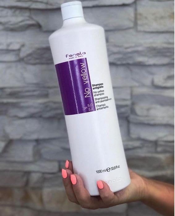 Fanola No Yellow Shampoo With Purple Violet Pigments To Eliminate Unwanted Yellow Tones & Brassiness In Platinum, Light Blonde,