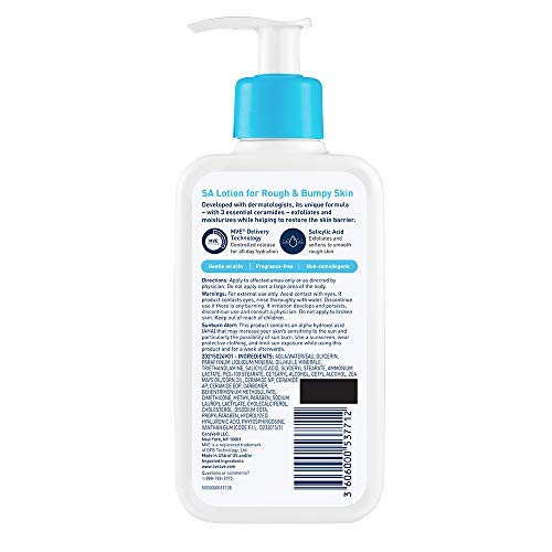 ceraVe SA Lotion for Rough & Bumpy Skin  Vitamin D, Hyaluronic Acid, Lactic Acid & Salicylic Acid Lotion  Fragrance Free & Aller