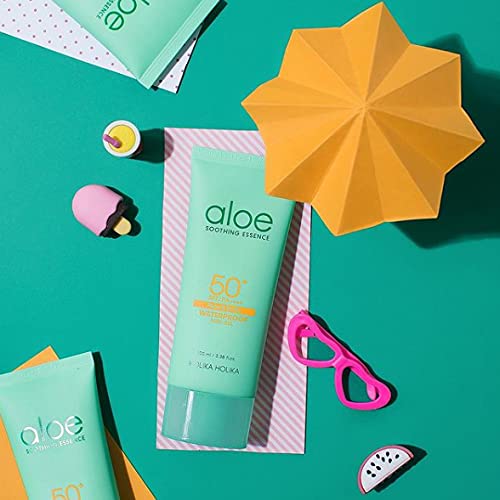 Holika Holika Aloe Waterproof Sun Cream 70ml - Mild, Soft, Moisturizing, Non-sticky, No White Cast, Aloin Free Sun Screen protec