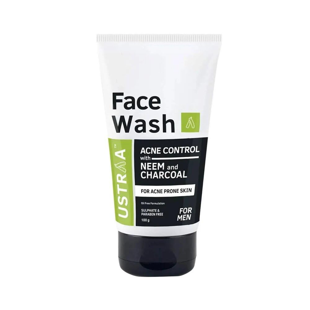 Ustraa Face Wash Acne Control - With Neem & Charcoal Face Wash - 3.5 Oz - Oil control, Prevents Acne, Especially for Oily skin, 