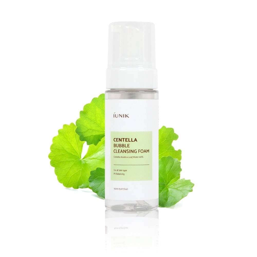 IUNIK Centella Bubble Foaming Vegan Facial Cleanser - 69% Centella Asiatica Extract, Soothing, Moisturizing, Exfoliating, Remove