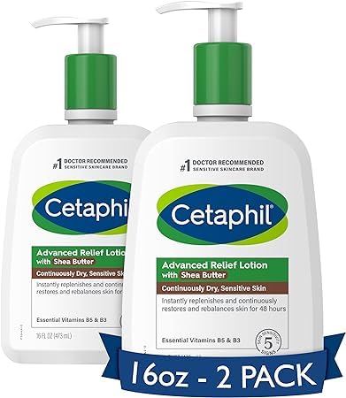 Cetaphil Body Lotion, Advanced Relief Lotion With Shea Butter For Dry, Sensitive Skin, 16 Oz Pack Of 2, Fragrance Free, Hypoalle
