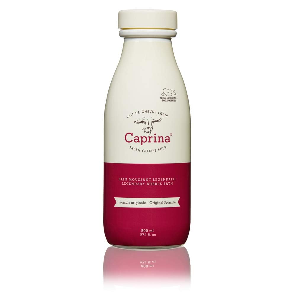 Caprina by Canus Legendary Bubble Bath with Fresh Canadian Goat Milk Gentle Soap Moisturizing Vitamin A, B2, B3 & More, Red, Ori
