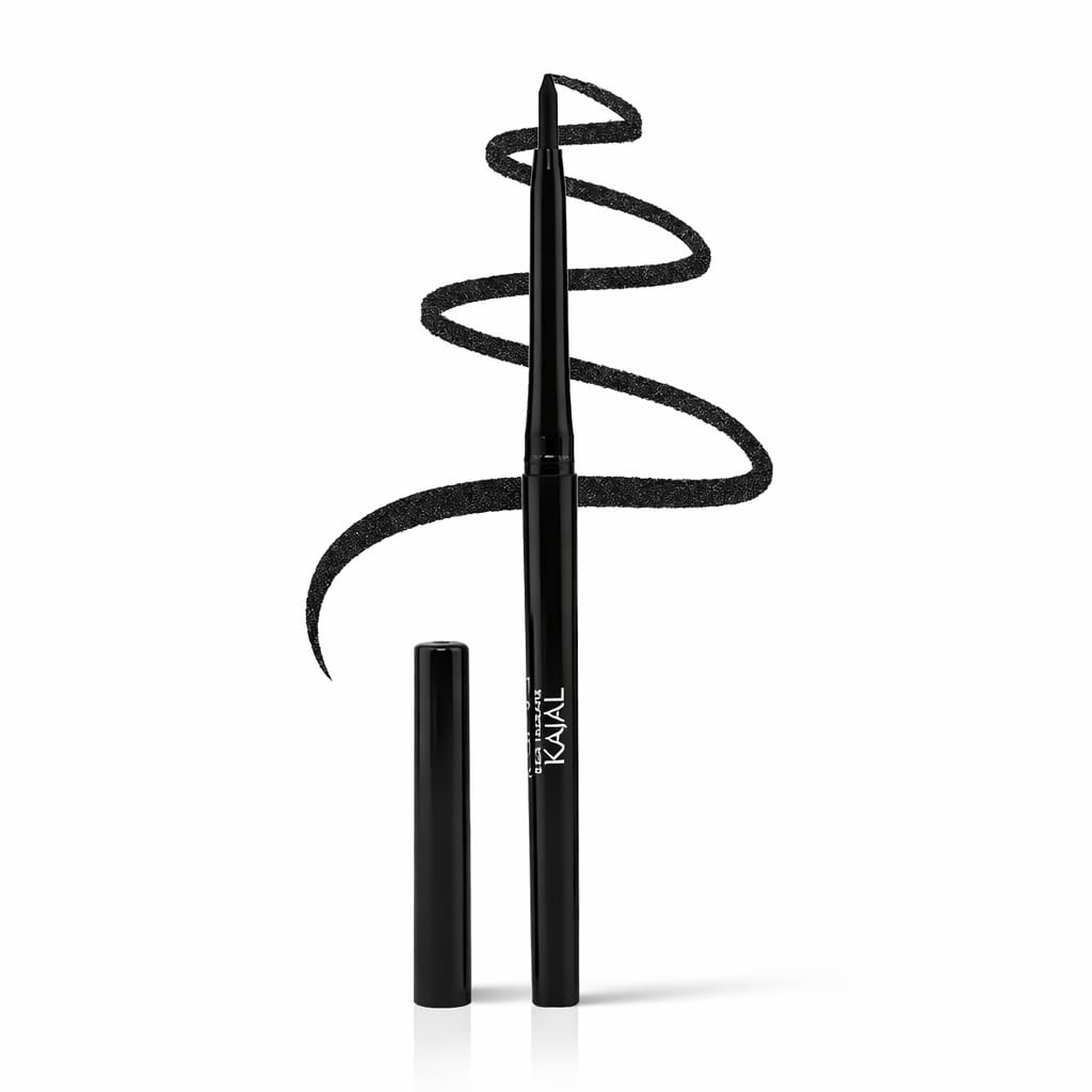 BarvaS 100% Natural Kajal Pencil Stick Enriched With Vitamin E, Fragrance-Free, Intense Black, 0.25G