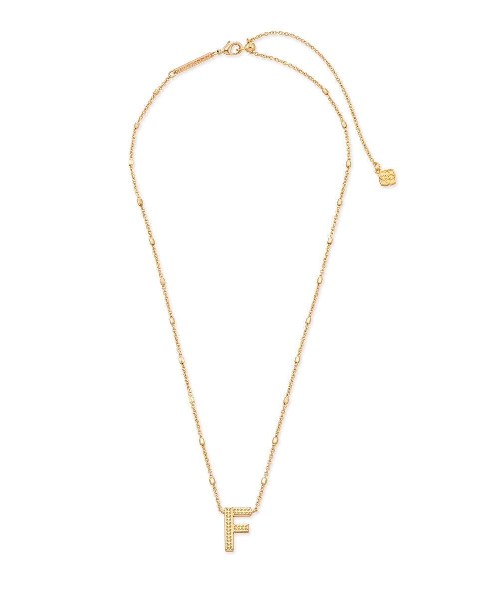 Kendra Scott Letter F Pendant Necklace for Women, Fashion Jewelry, 14k Gold-Plated Brass, Gold Metal, Letter F