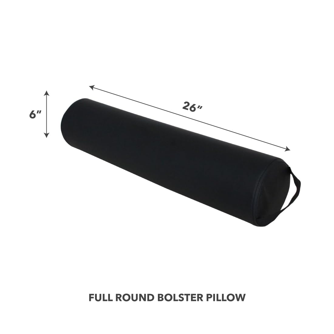 ForPro Full Round Bolster Pillow, Black, Oil and Stain-Resistant, for Massage and Yoga, 6    R x 26    L