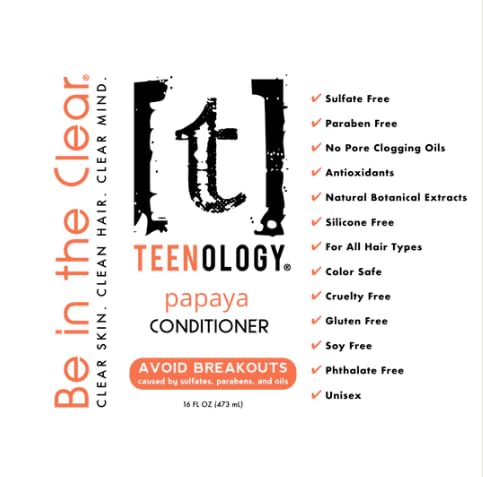 Teenology Conditioner For Teens - Avoid Forehead And Body Acne - Sulfate And Paraben Free, Noncomedogenic, Natural Botanical Ext
