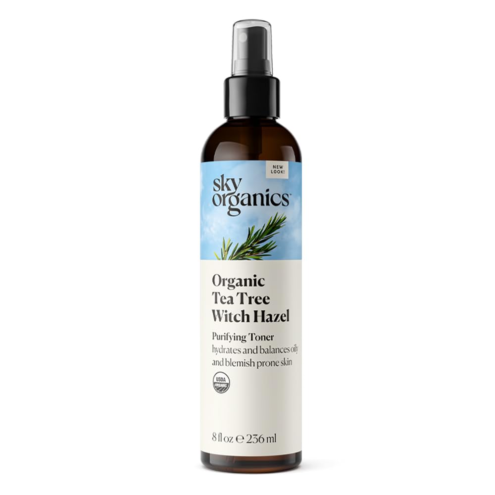 Sky Organics Organic Tea Tree Witch Hazel Toner For Face, Usda Certified Organic To Purify, Hydrate & Balance, 8 Fl Oz.