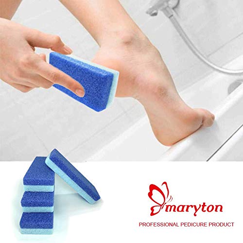 MARYTON Foot Pumice Stone for Hard Skin Removal, Blue, 4 Count, Model MAS4PU