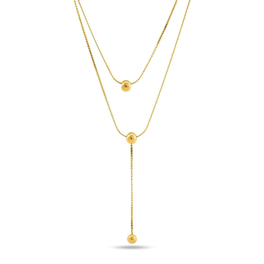 Palmonas 18K Gold Plated Drop Bead Necklace For Women  Gift For Girls & Women | Waterproof & AntiTarnish Necklace