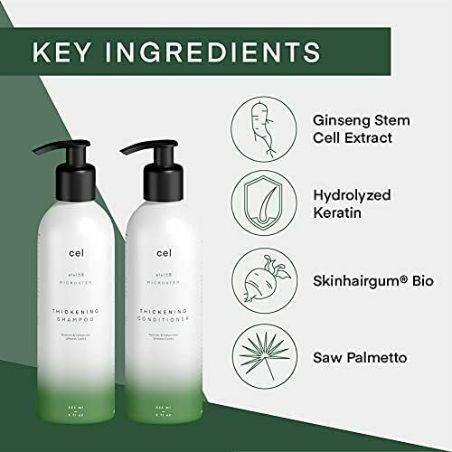 Cel Microstem Natural Hair Thickening Shampoo & Conditioner Set (2 x 8 fl oz) - Stem Cell Extract Anti Thinning Hair Loss Shampo