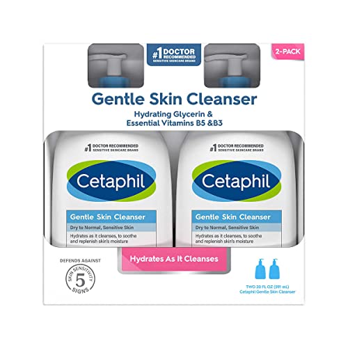 Cetaphil Hypoallergenic Gentle Skin Cleanser, Dry To Normal Sensitive Skin, Paraben, Oil And Fragrance Free, 20 Fluid Ounce, 2 C