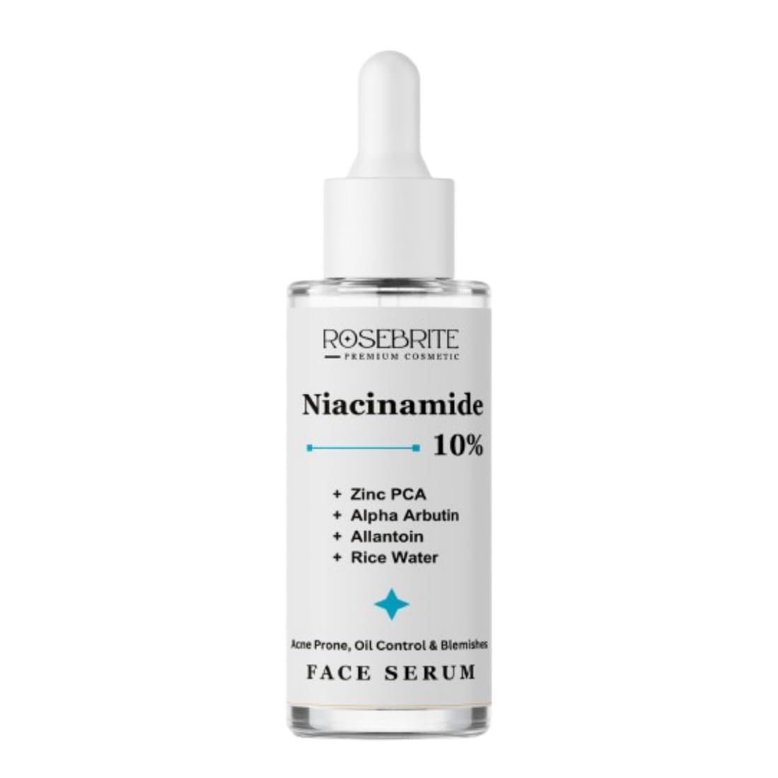 Rosebrite Oil Control & Pore Minimization Niacinamide 10% Face Serum With Zinc Pca, Alpha Arbutin, Allantoin, Rice Water For Red
