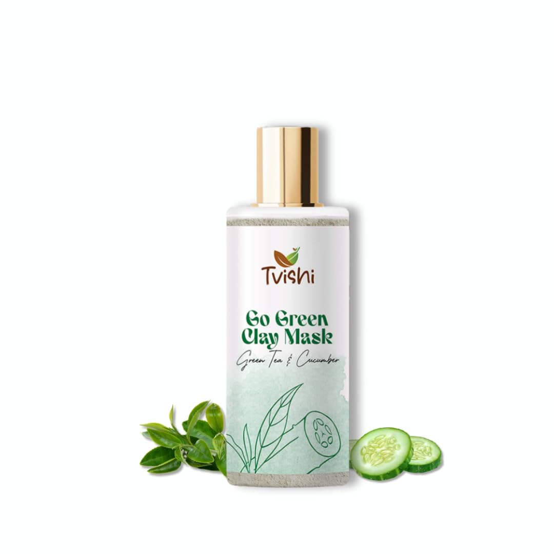 Tvishi Go Green Clay Face Mask  50 Gms | Face Pack For Open Pores Tightening, Removing Excess Oil Dirt & Detoxifies Skin AcneP