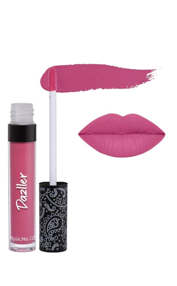 Dazller All Day QuickDry Matte Lipstick, Pink Shade, UltraIntense Color, SmudgeProof, NonTransfer, Moisturizing Formula With