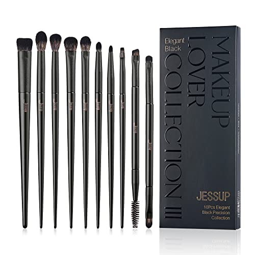 Eyeshadow Brush Set Jessup Eye Makeup Brushes Professional 10Pcs Blending Brush Eye Shadow Liner Brush crease Brush Duo-end Brow