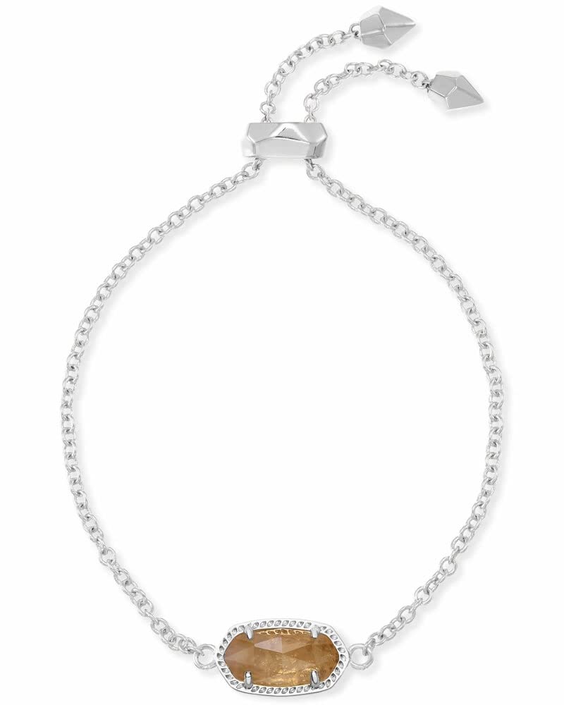 Kendra Scott Elaina Link Chain Bracelet for Women, Fashion Jewelry, Rhodium-Plated, Orange Citrine Quartz