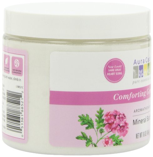 Aura Cacia Aromatherapy Mineral Bath, Comforting Geranium, 16 ounce jar