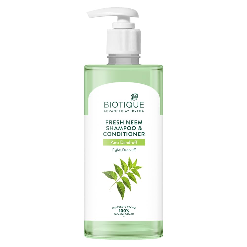 Biotique Fresh Neem Anti Dandruff Shampoo And Conditioner | Controls Dandruff | Eliminates Dryness, Flaking, And Itching | Hair 