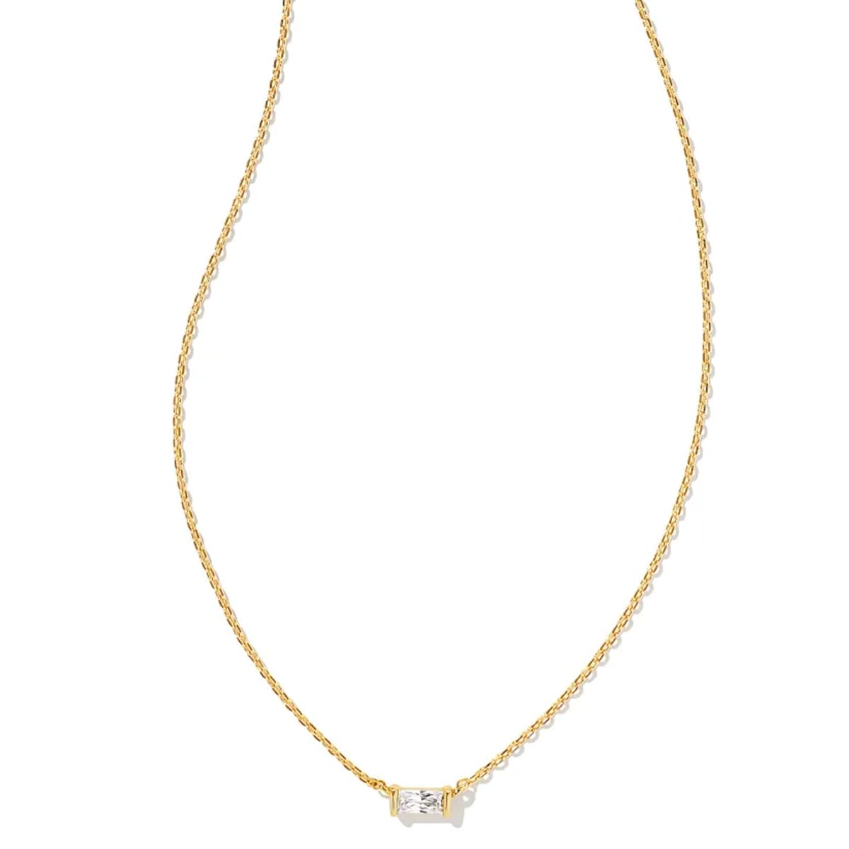 Kendra Scott Juliette 14k Gold-Plated Brass Necklace in White Crystal, Fashion Jewelry For Women