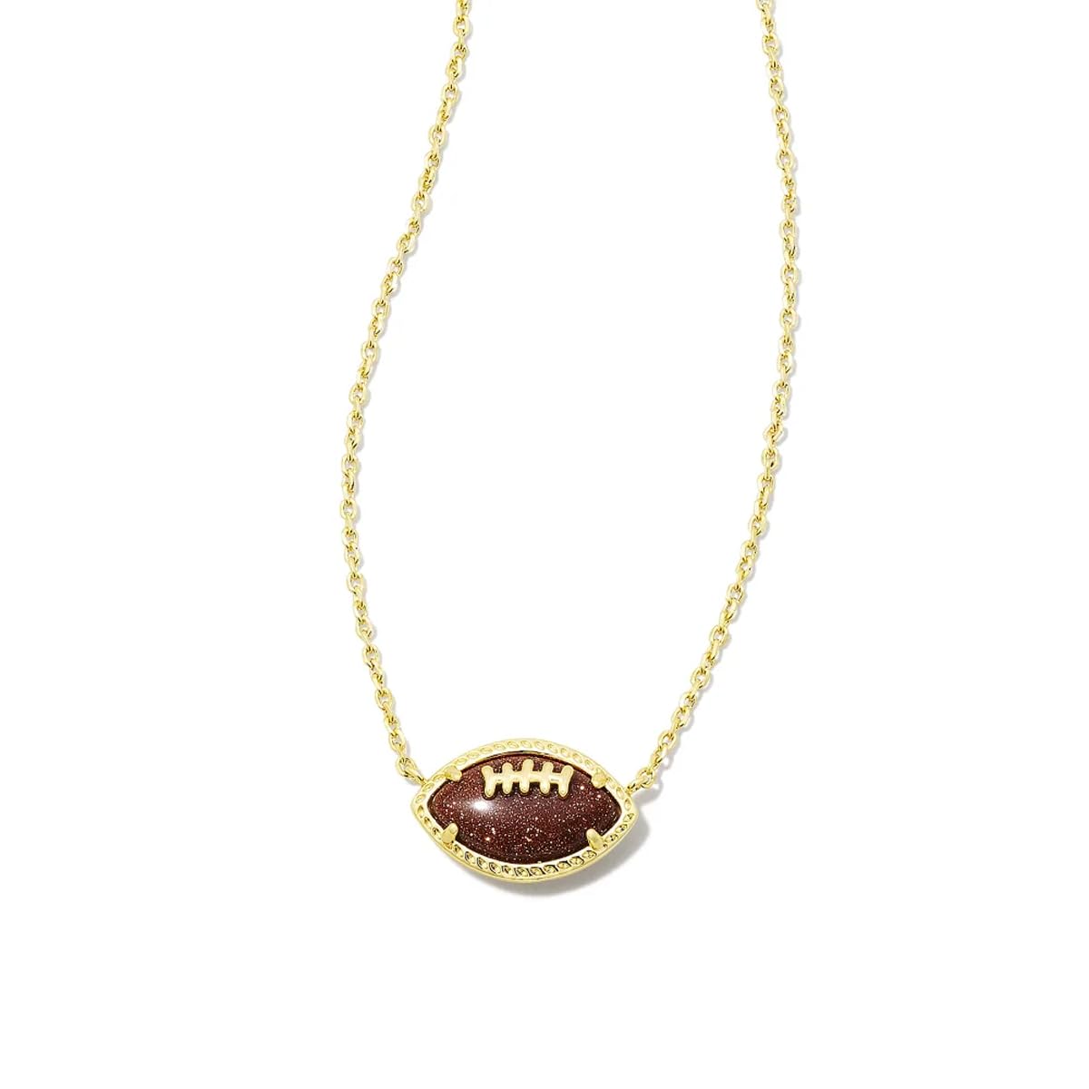 Kendra Scott Football Short Pendant Necklace in Orange Goldstone, 14k Gold-Plated Brass, Fashion Jewelry for Women