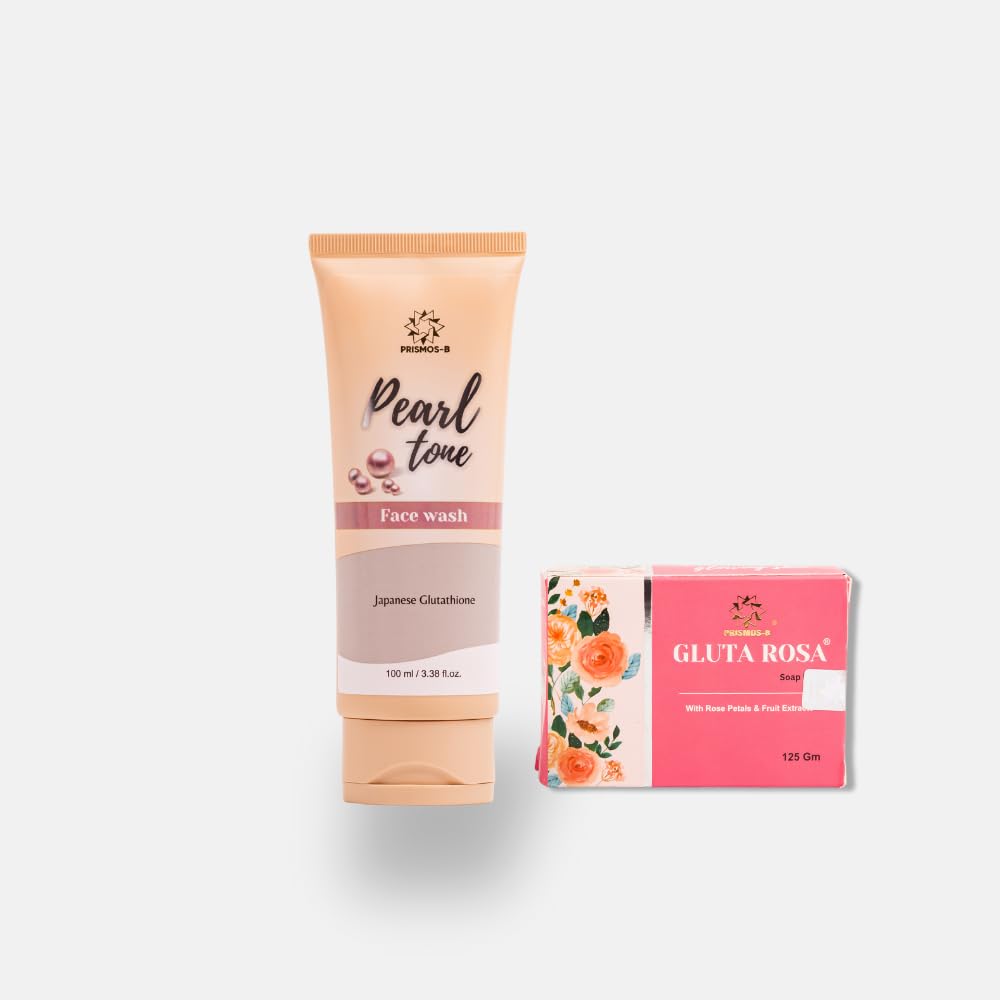 Prismos Beauty Glow & Cleanse Combo  Pearltone VitaminC & Glutathione Face Wash (100 Ml) + Gluta Rosa Brightening Rose & Gluta
