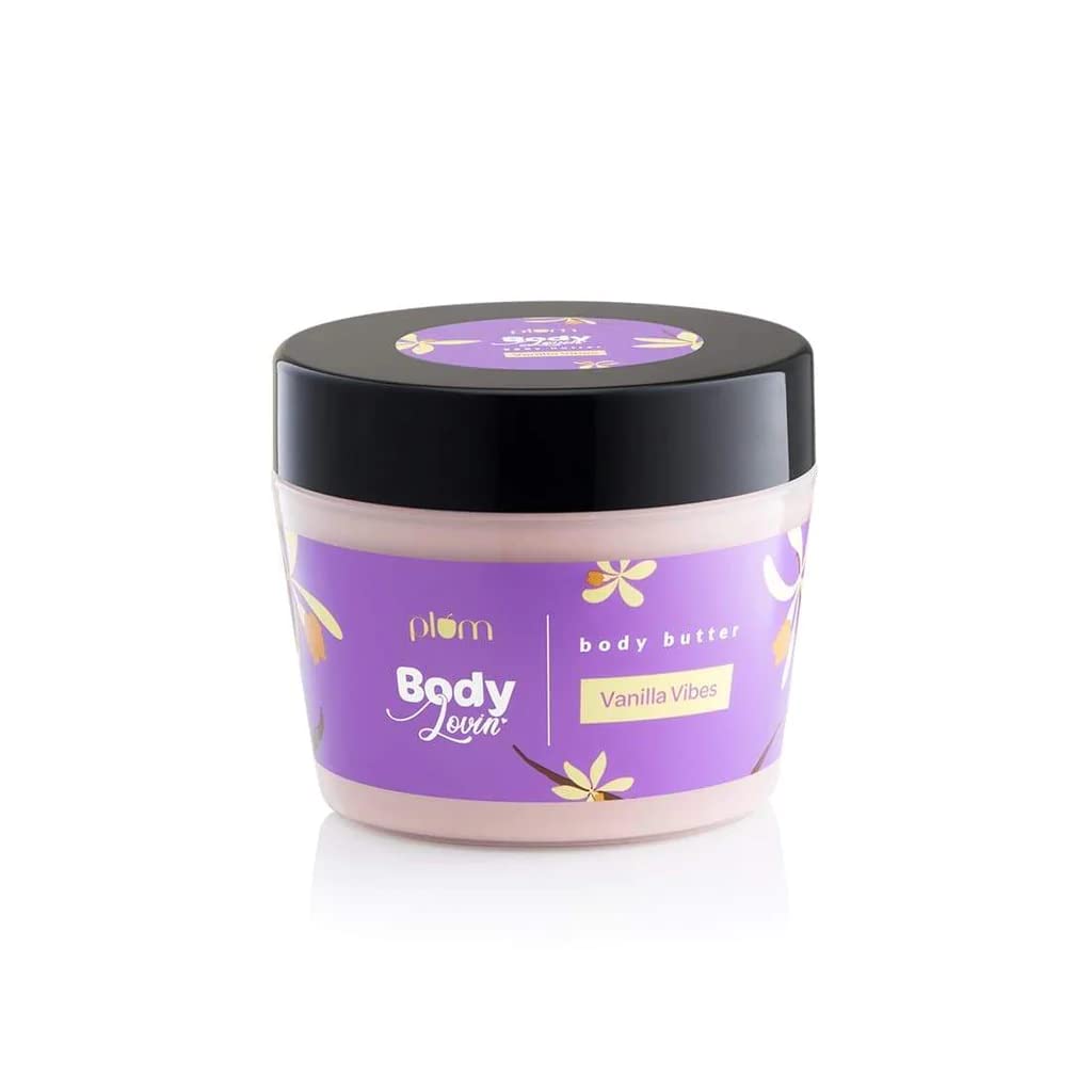 Plum Vanilla Body Butter for Dry Skin, With Shea Butter & Sunflower Oil, Deep Moisturizing Body Cream Lotion with Brazilian Seed