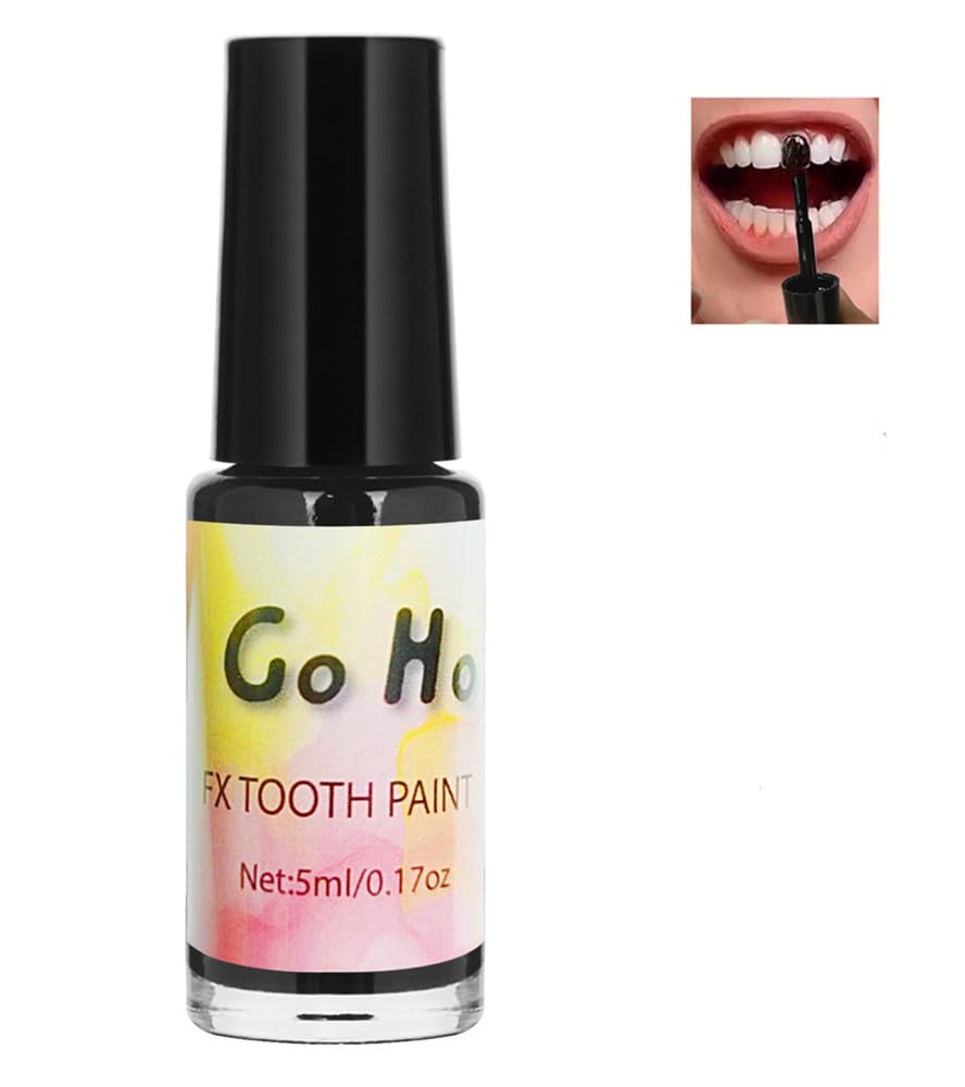 Go Ho Makeup Tooth SFX Black Paint,Temporary Black Teeth Paint,Safe,Quick Dry&Realistic,Perfect for Cosplay,Theater,Halloween Cl