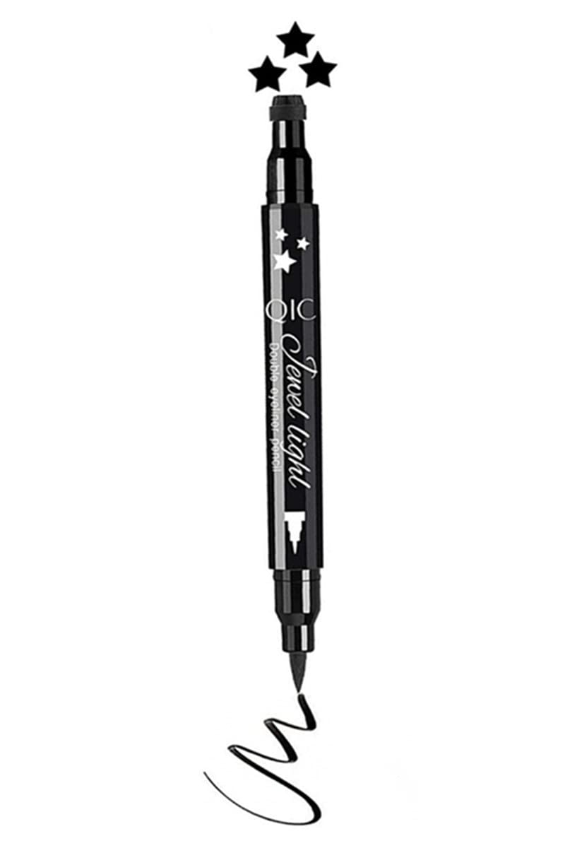Go Ho Black Liquid Eyeliner Stamp,Star Stamp Eyeliner Makeup,Double-Side Waterproof Eyeliner Pen,Long-Lasting Smudge-Proof Tatto
