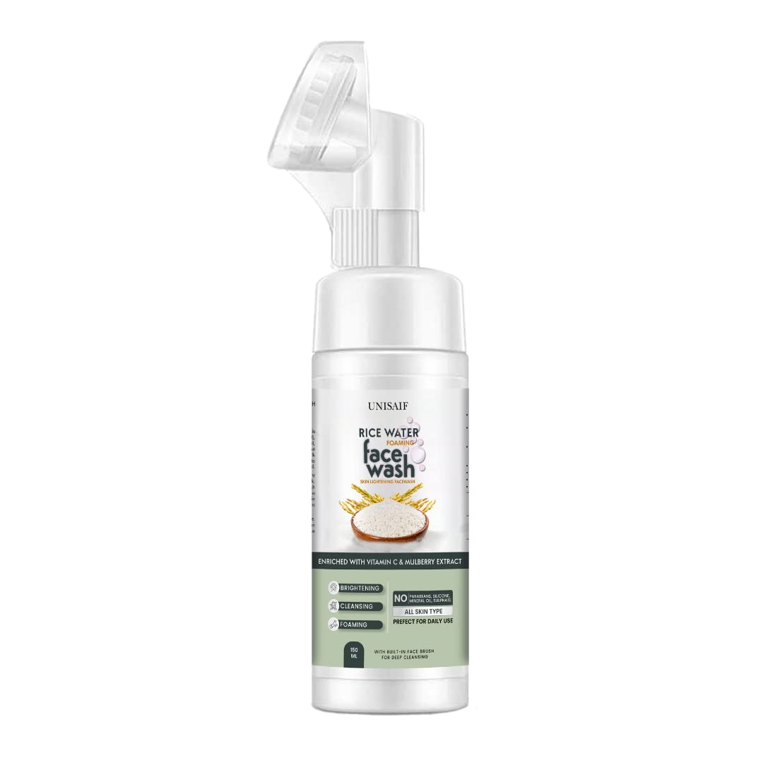 Unisaif Rice Water Face Wash Face Cleansing Brush| Oily & Dry Skin Face Brush For Face Wash | Acne, Aging Signs And Pigmentation