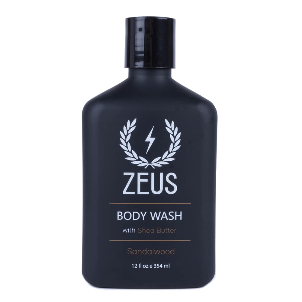 Zeus Body Wash With Shea Butter & Aloe Vera For Men, All Natural With Essential Oils, Invigorating Skin Reviving Body Cleansing
