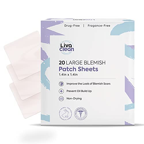 LivaClean 20 CT Large Hydrocolloid Acne Patches - For Pore Spots Nose Face Cystic Pimple Zit Patch - Big Pimple Patches Hydrocol