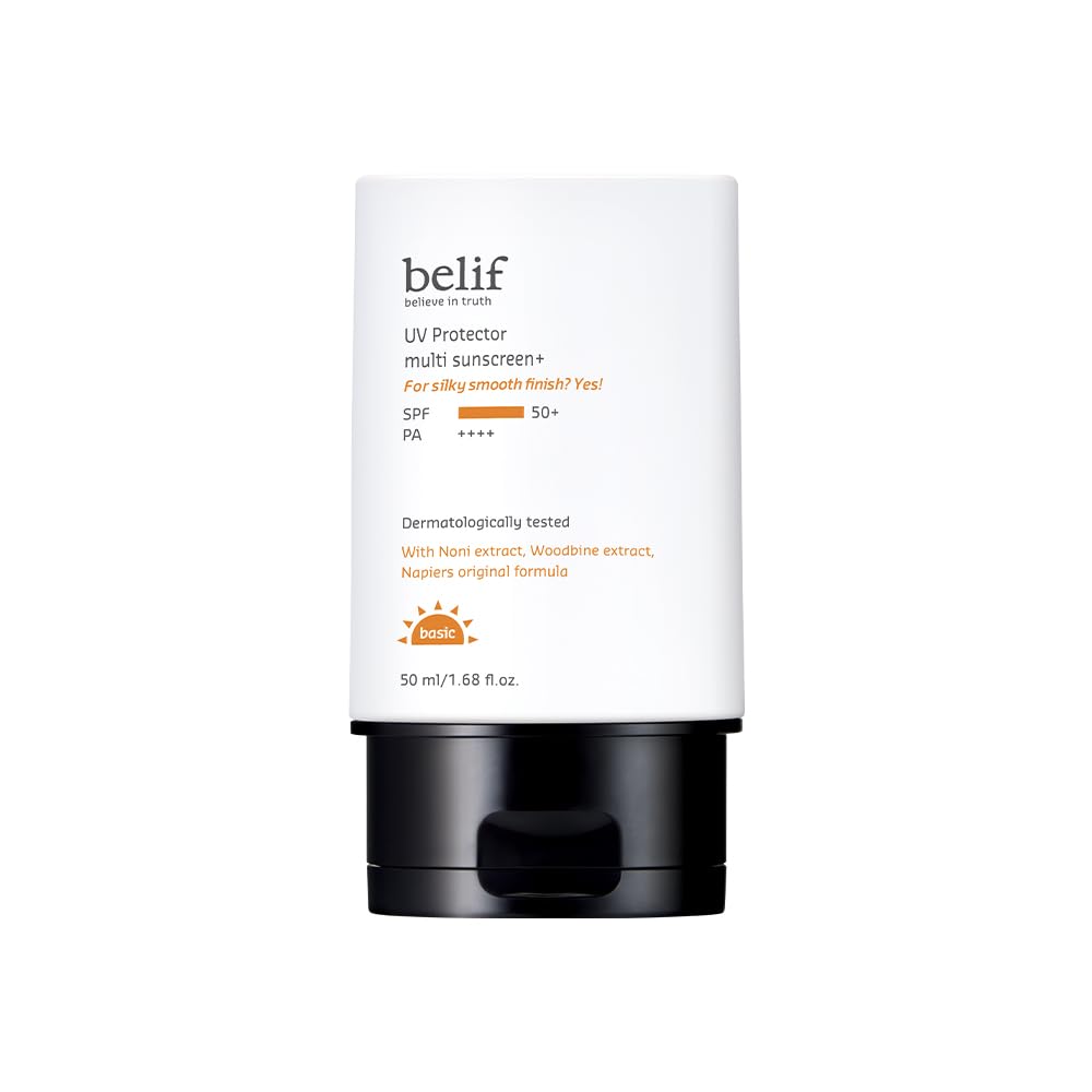 Belif Uv Protector Multi Sunscreen Spf 50+ Pa++++ | Lightweight Tinted Formula With MultiVitamins | Broad Spectrum, Water & Swe