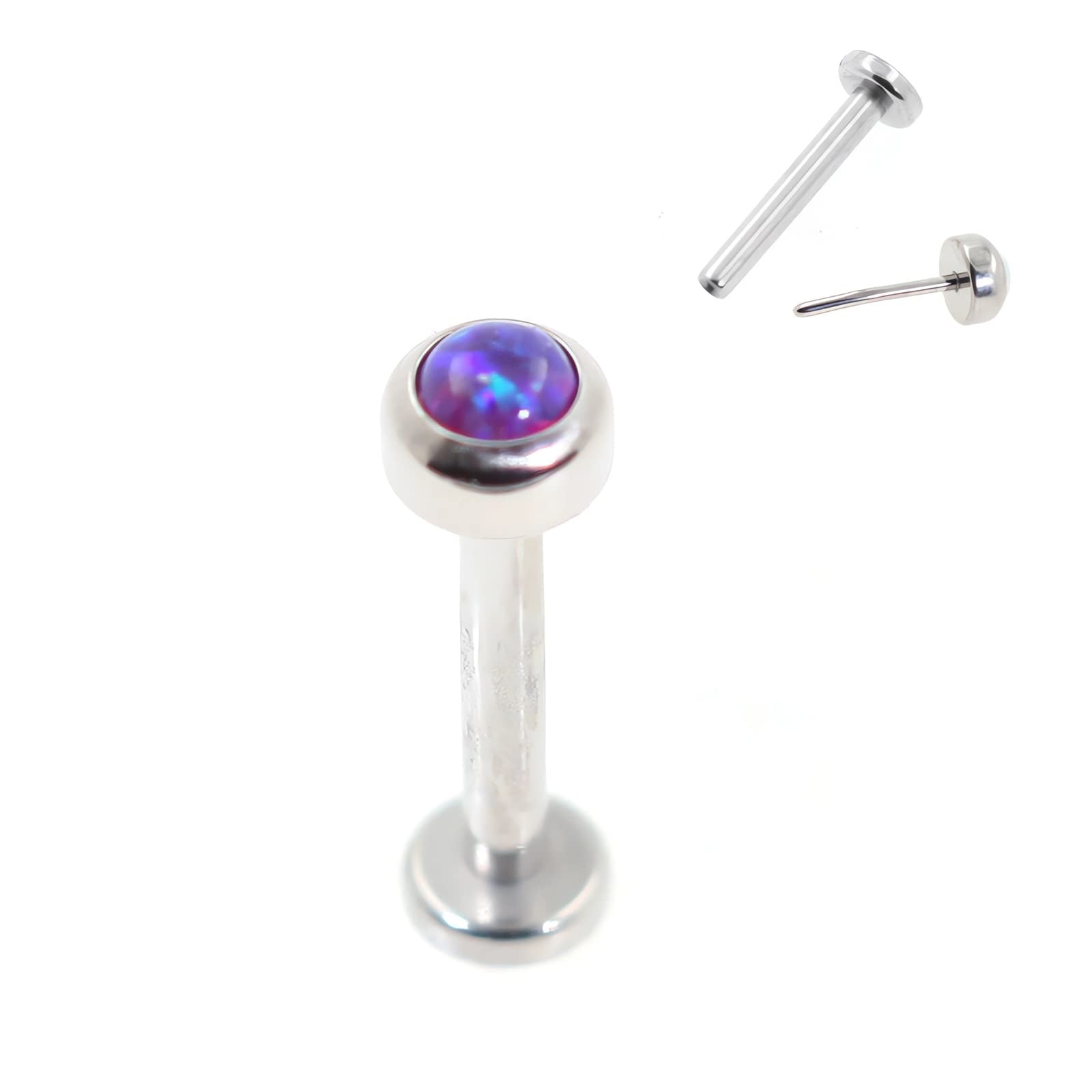 NewkeepsR 18ga G23 Titanium Press Fit Threadless Push Pop In 2.5mm Sleepy-lavender Opal Top Labret Lip Monroe Backing for Nose S