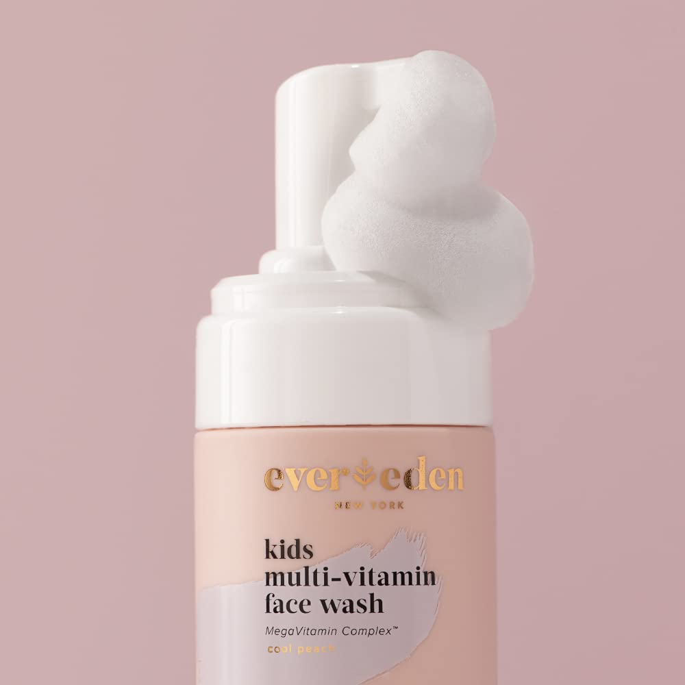 Evereden Kids Face Wash: Cool Peach, 3.4 fl oz. | Plant Based and Natural Kids Skin Care | Non-toxic and Organic Ingredients | M