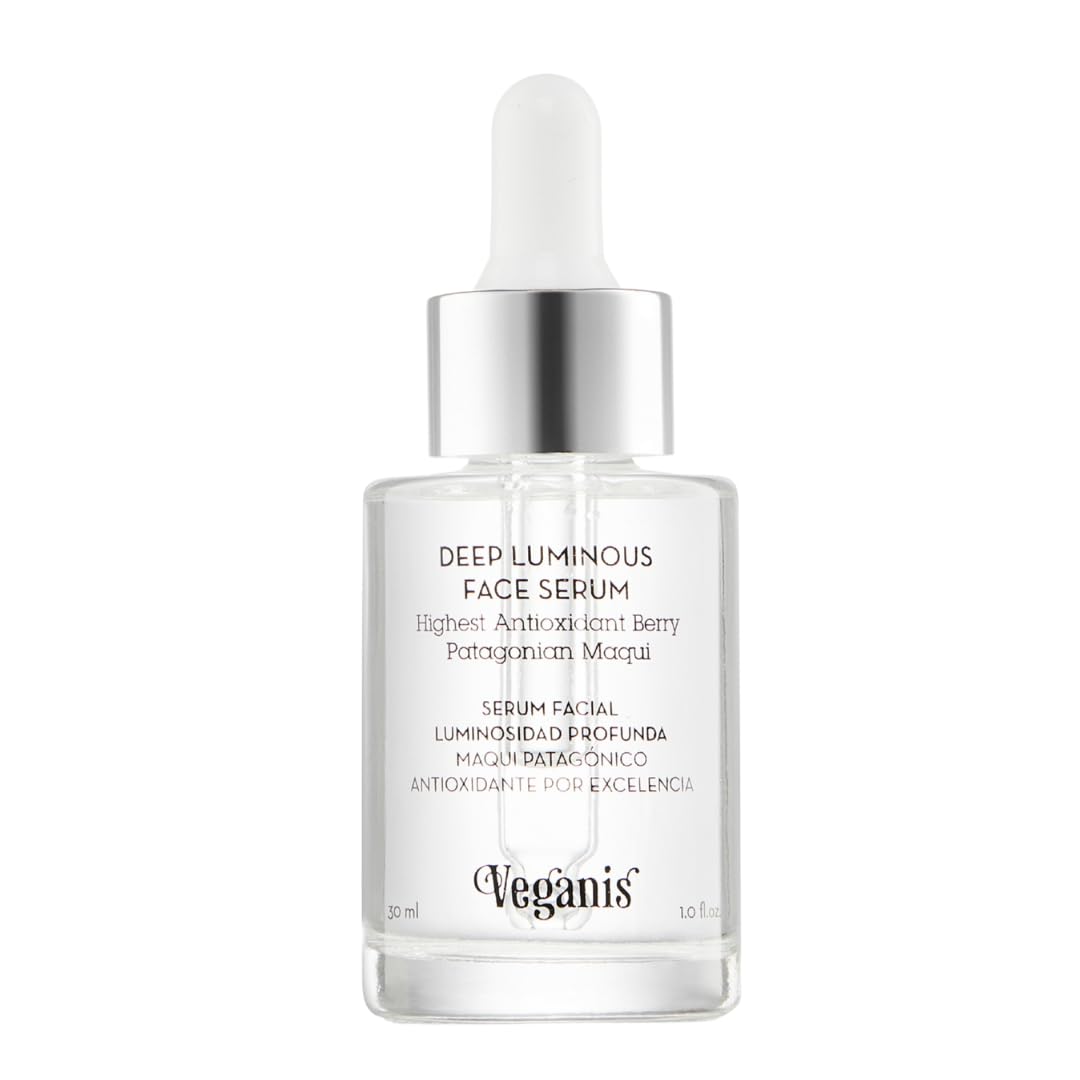 VEGANIS Deep Luminous Facial Serum with Maqui Berry & Vitamin C  Brightening Antioxidant Face Serum for Radiant Skin  1.0 Fl O