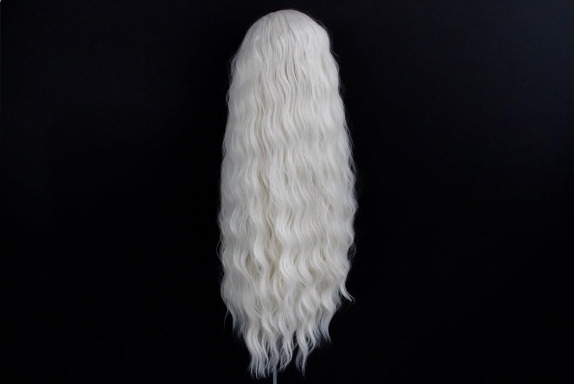 Wxhwcx Long White Blonde Wavy Synthetic Lace Front Wig Middle Part Lace Wigs Synthetic Hair Wig For Women Cosplay Wigs