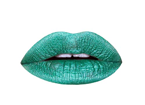 Aromi Green Metallic Liquid Lipstick | Turquoise Teal-Green Lip Color With Shimmery Finish, Vegan, Cruelty-Free, Smudge Proof, L