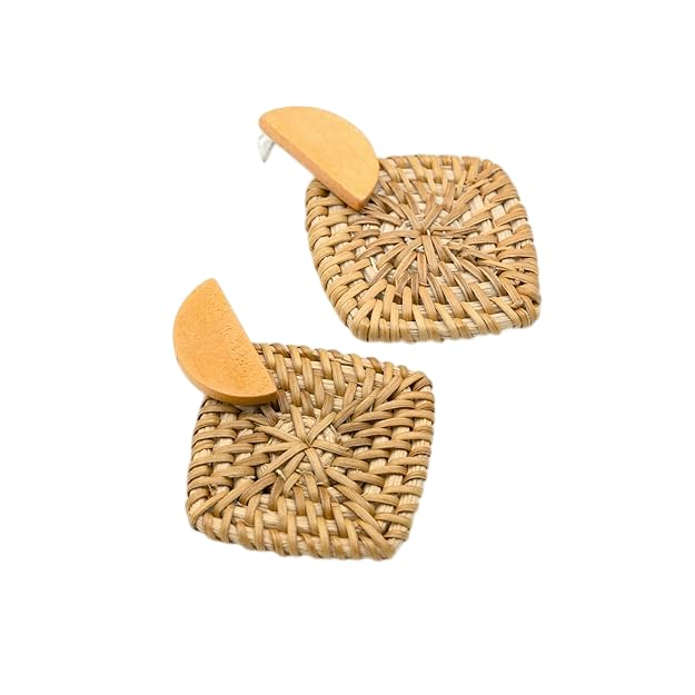 ArtklimBoho Woven Hoop Earrings (Camel Brown 2)