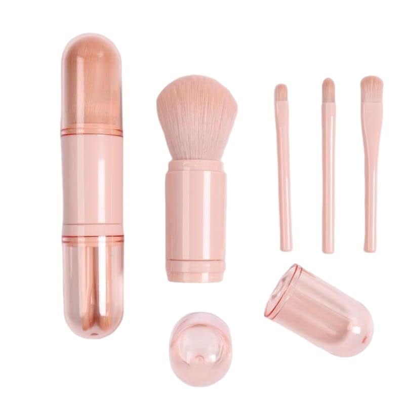 Sloane 1 Sets Travel Brush Makeup Set, 4 In 1 Mini Portable Lipbrush Foundation Blending Powder Eye Shadow Brush For Women Facia