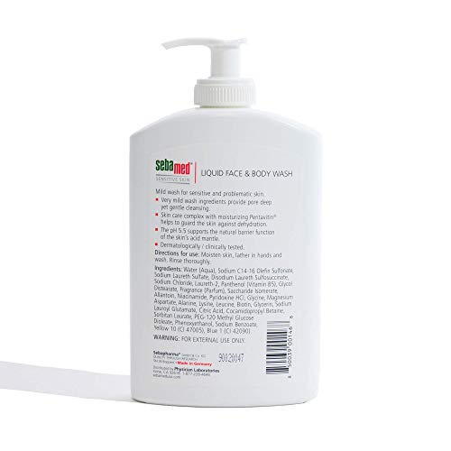 Sebamed Liquid Face & Body Wash Ultra Mild and Gentle Hydrating Cleanser for Normal to Sensitive Skin 13.5 Fluid Ounces (Pack of