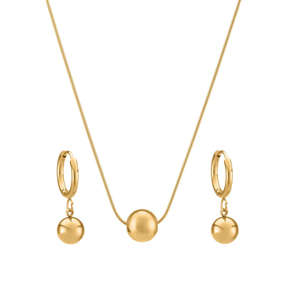 Palmonas Golden Orb Necklace & Earring Jewellery Set For Women  Waterproof Anti Tarnish, Gift For Women & Girls, 18K Gold Plate