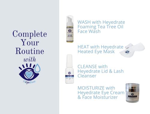 Heyedrate Foaming Tea Tree Face Wash and Eyelid Cleanser for Women - Made With Organic Ingredients & Aloe Vera (1.7 Ounces) (Pac