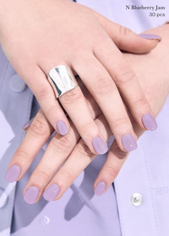 Ohora Semi Cured Gel Nail Strips (N Blueberry Jam) - Purple, Solid, Works With Uv/Led Lamps, Salon-Quality, Long Lasting, Easy T